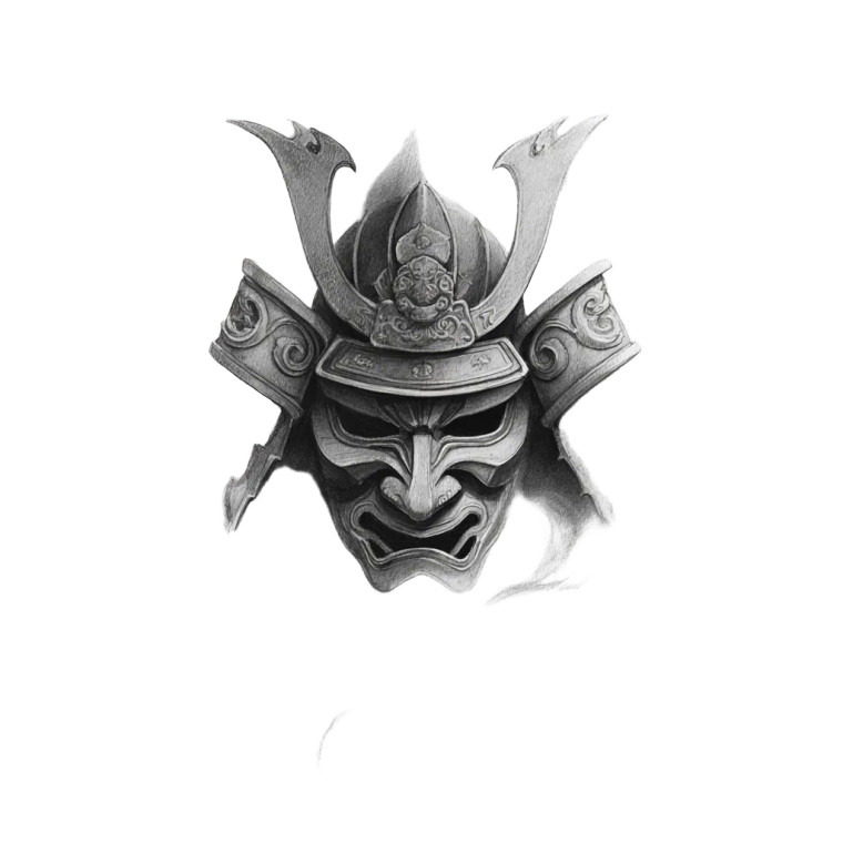 Samurai Mask Design V7 Vinyl Car Decal Sticker – Waterproof & UV-Resistant 3.4133333333333336"