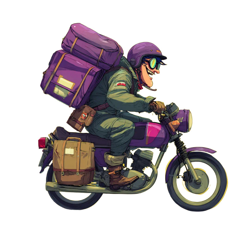 Speedy Courier Caricature Vinyl Car Decal Sticker – Waterproof & UV-Resistant 3.4133333333333336"