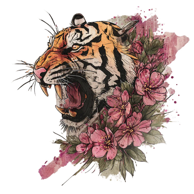 Splash Tiger Tattoo Vinyl Car Decal Sticker – Waterproof & UV-Resistant 3.4133333333333336"