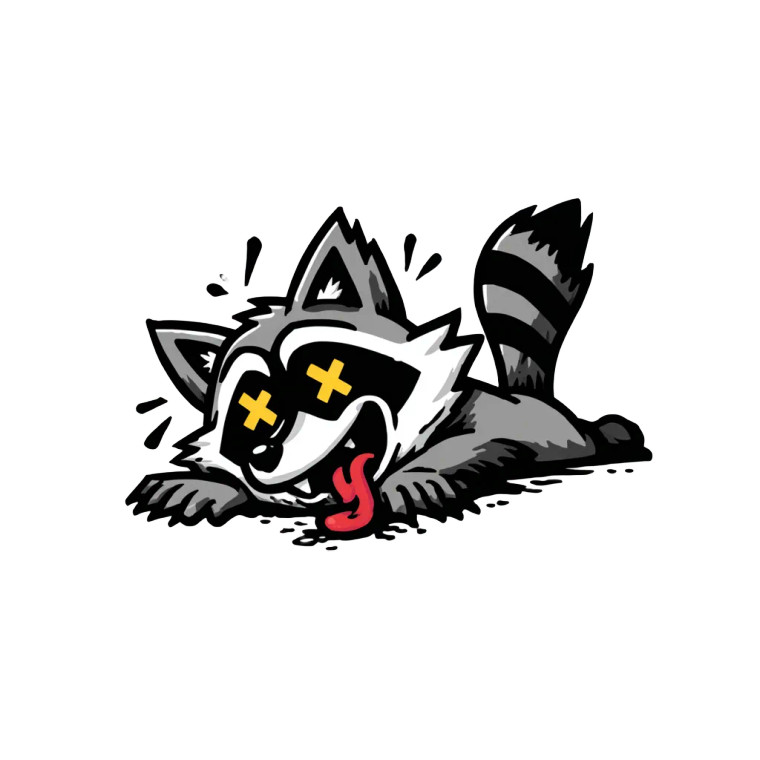 Wacky Raccoon Mascot Vinyl Car Decal Sticker – Waterproof & UV-Resistant 6.826666666666667"