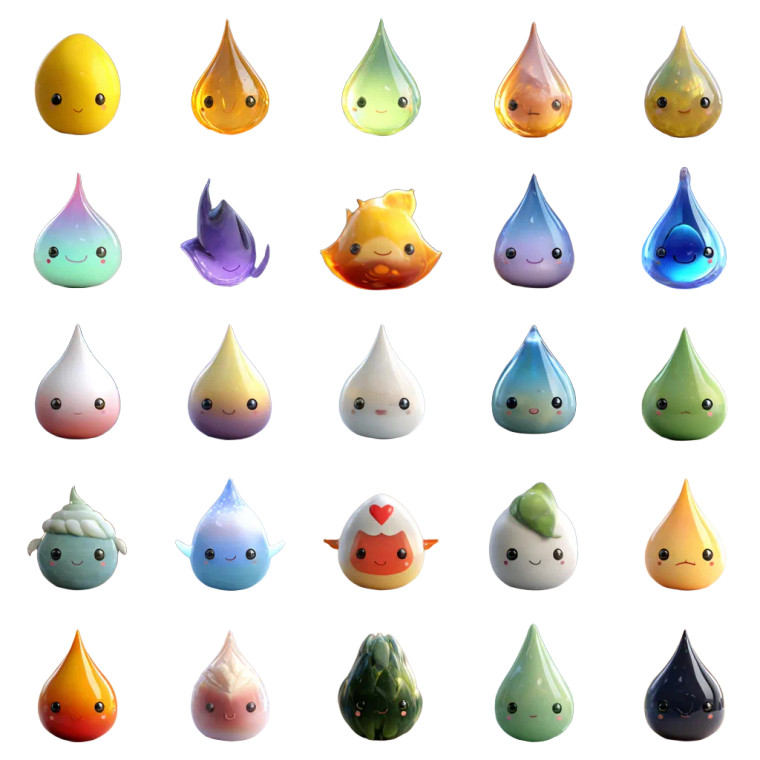 Droplet Characters Collection Vinyl Car Decal Sticker – Waterproof & UV-Resistant 3.4133333333333336"