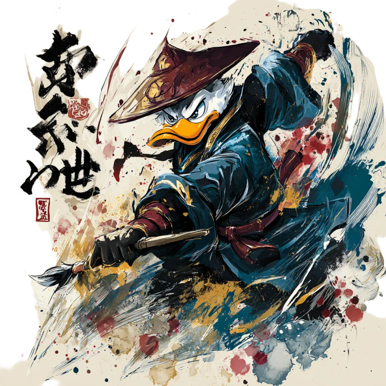 Calligraphy Ninja Duck Vinyl Car Decal Sticker – Waterproof & UV-Resistant 3.4133333333333336"