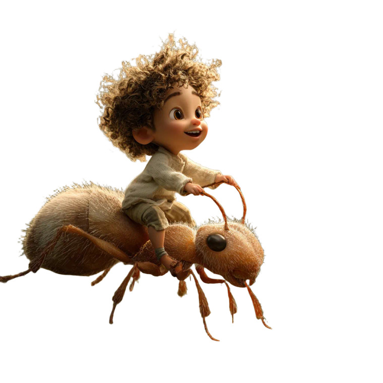 Boy On Giant Ant Vinyl Car Decal Sticker – Waterproof & UV-Resistant 6.826666666666667"