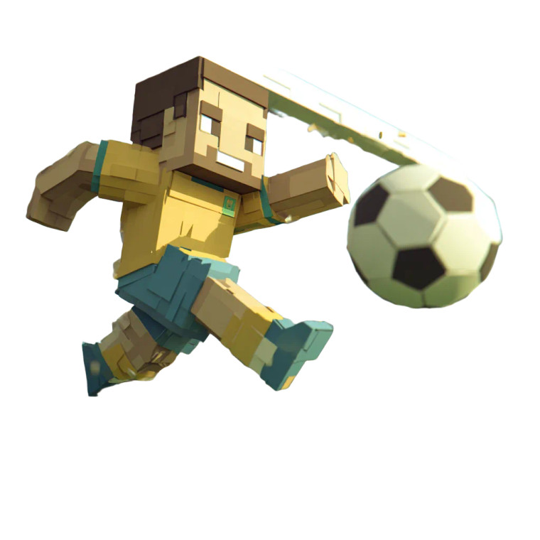 Blocky Soccer Player Vinyl Car Decal Sticker – Waterproof & UV-Resistant 3.4133333333333336"