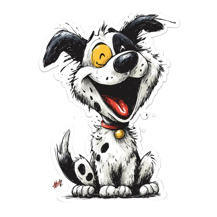 Happy Cartoon Dog V10 Vinyl Car Decal Sticker – Waterproof & UV-Resistant 3.4133333333333336"