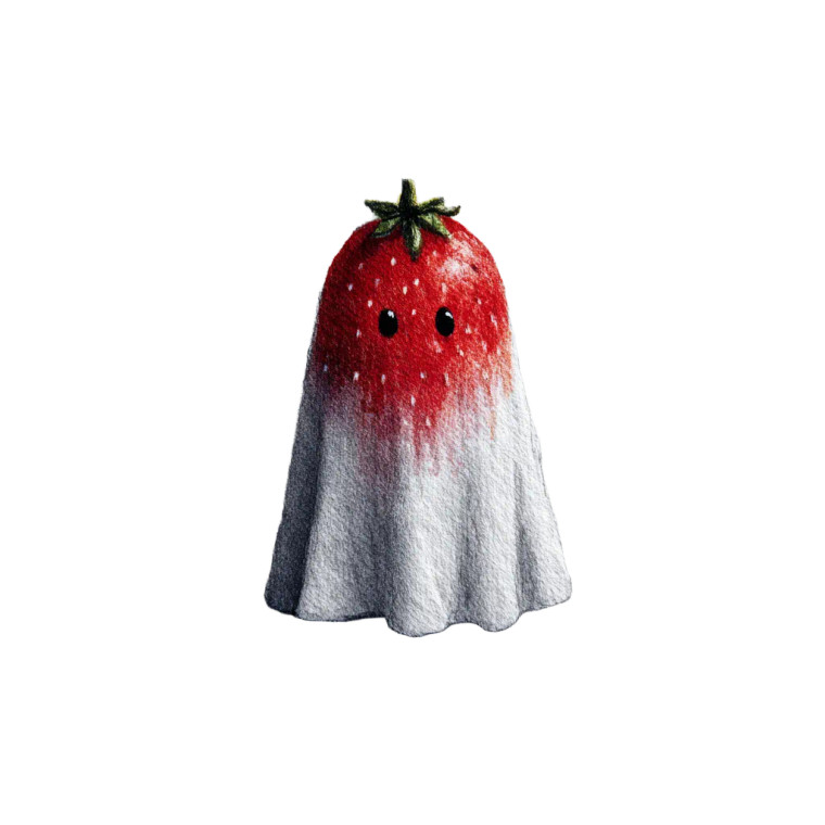 Strawberry Ghost Vinyl Car Decal Sticker – Waterproof & UV-Resistant 3.4133333333333336"