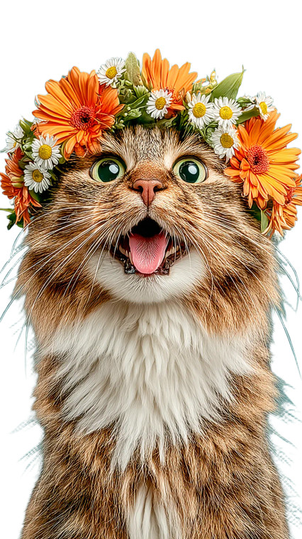Fluffy Flower Cat Vinyl Car Decal Sticker – Waterproof & UV-Resistant 9.706666666666667"