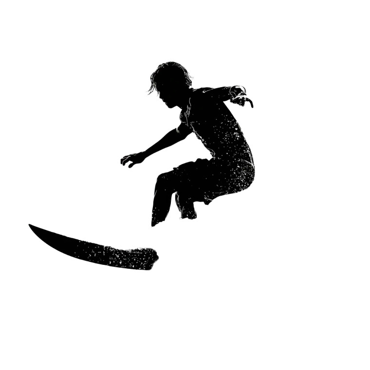 Young Surfer Silhouette Vinyl Car Decal Sticker – Waterproof & UV-Resistant 3.4133333333333336"