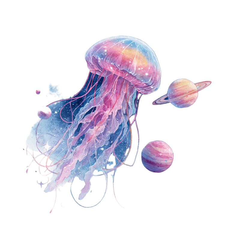 Space Jellyfish V4 Vinyl Car Decal Sticker – Waterproof & UV-Resistant 6.826666666666667"