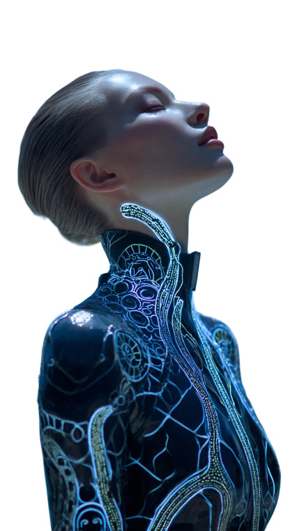 Futuristic Bioluminescent Model Vinyl Car Decal Sticker – Waterproof & UV-Resistant 9.706666666666667"