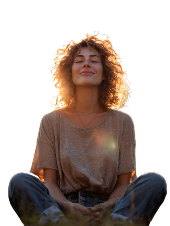 Meditating Woman Serene Vinyl Car Decal Sticker – Waterproof & UV-Resistant 8.213333333333333"