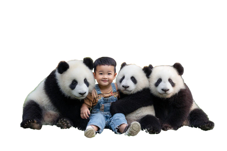 Panda Triplets Hug Vinyl Car Decal Sticker – Waterproof & UV-Resistant 2.986666666666667"