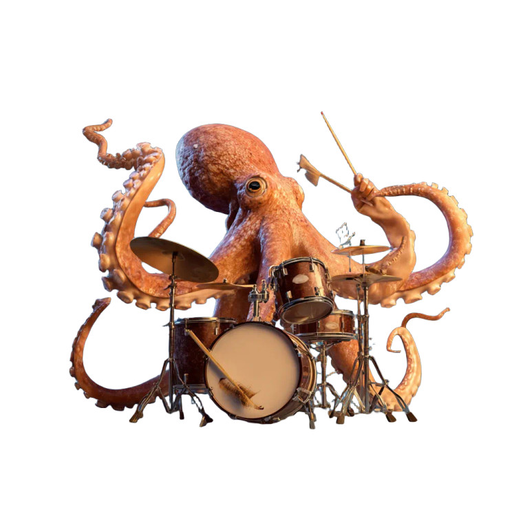 Drumming Octopus Vinyl Car Decal Sticker – Waterproof & UV-Resistant 6.826666666666667"