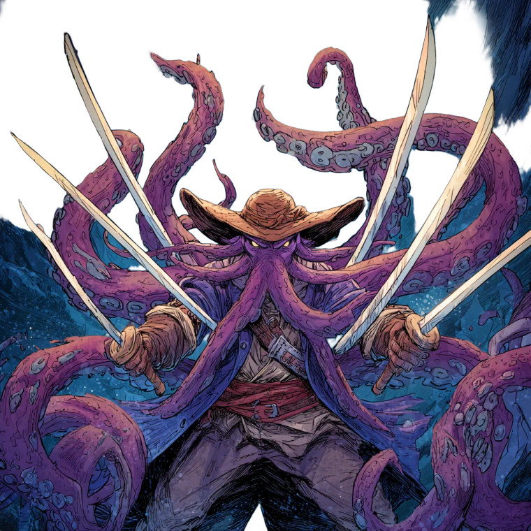 Pirate Octopus-Fishman Vinyl Car Decal Sticker – Waterproof & UV-Resistant 3.4133333333333336"