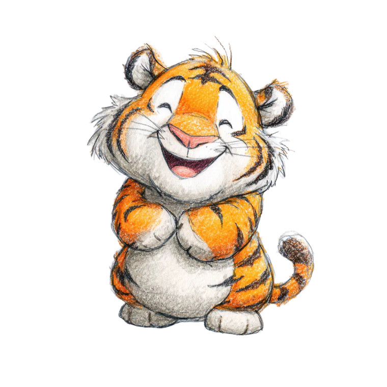 Cartoon Baby Tiger Vinyl Car Decal Sticker – Waterproof & UV-Resistant 3.4133333333333336"