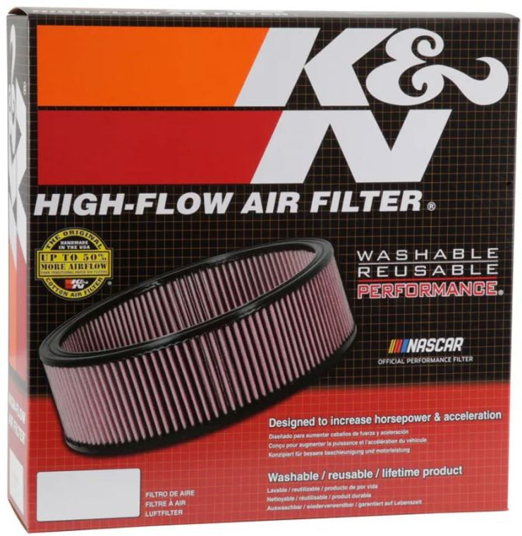 Ultimate Performance K&N Washable Air Filter | Round 14" x 2-1/2" | Red Cotton Gauze | High Airflow with 50,000 Mile Cleaning Gap