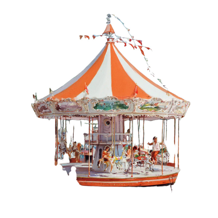 Vintage Carousel Illustration Vinyl Car Decal Sticker – Waterproof & UV-Resistant 6.826666666666667"