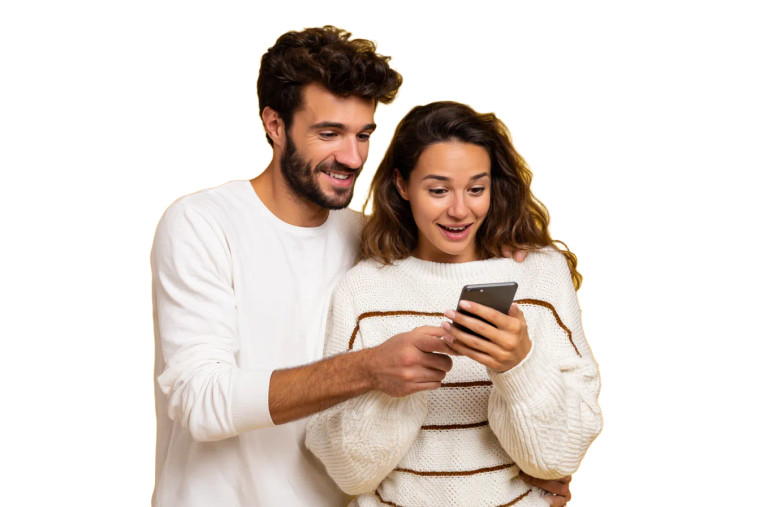 Excited Israeli Couple Vinyl Car Decal Sticker – Waterproof & UV-Resistant 2.986666666666667"