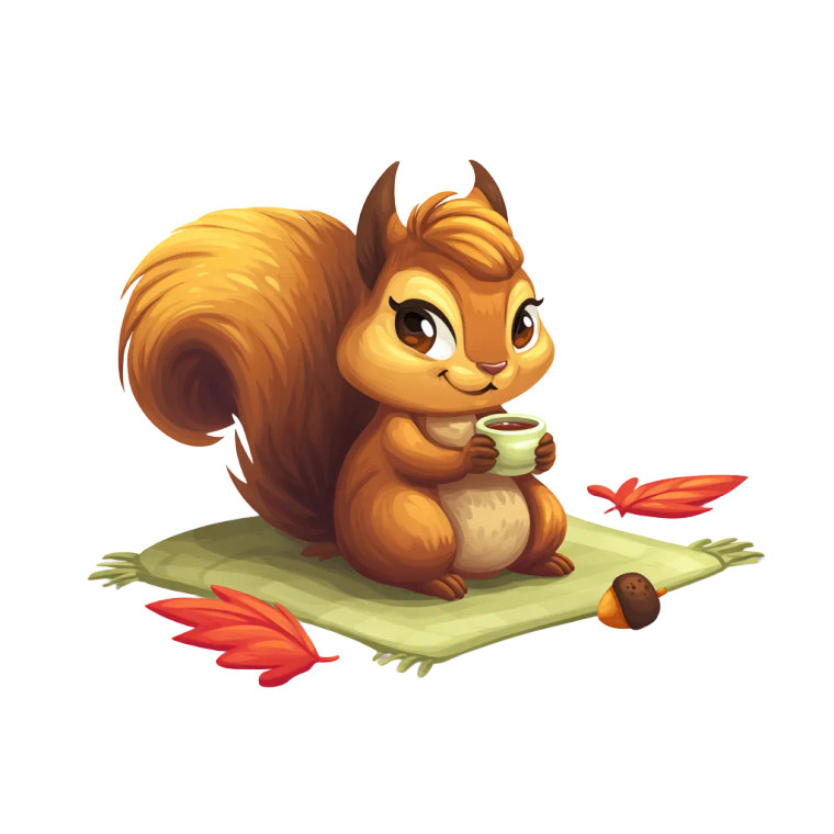 Cheerful Squirrel Tea Vinyl Car Decal Sticker – Waterproof & UV-Resistant 6.826666666666667"