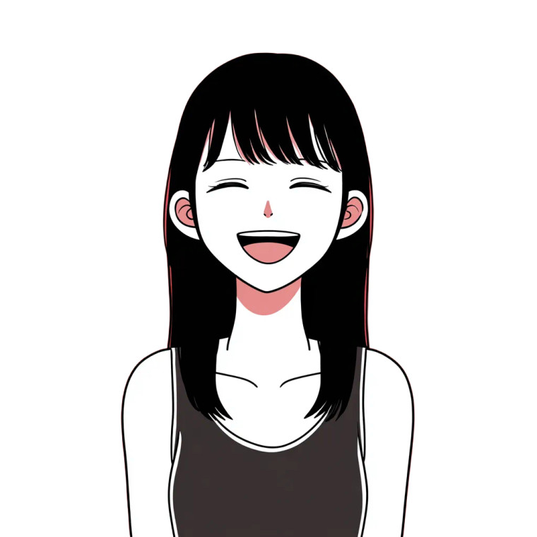 Happy Manga Woman Vinyl Car Decal Sticker – Waterproof & UV-Resistant 3.4133333333333336"