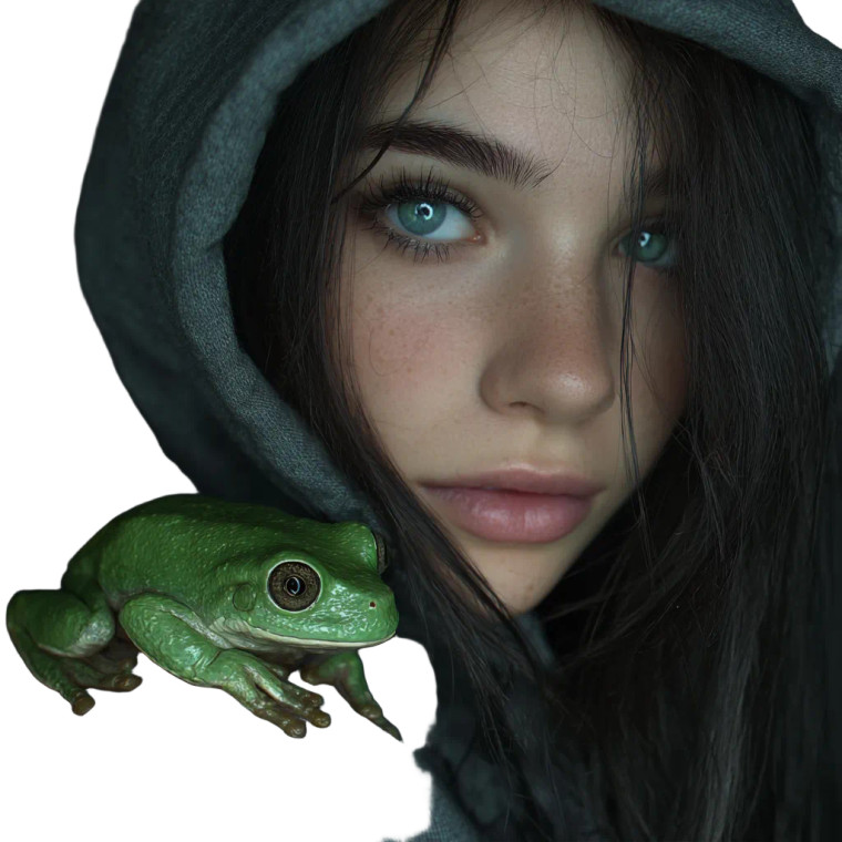 Woman With Treefrog Vinyl Car Decal Sticker – Waterproof & UV-Resistant 3.4133333333333336"