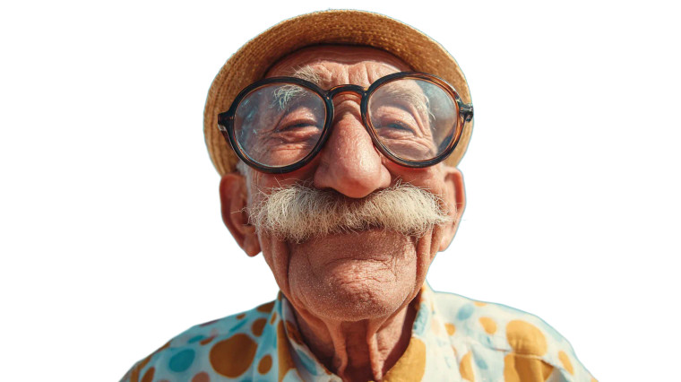 Elderly Man Smiling V5 Vinyl Car Decal Sticker – Waterproof & UV-Resistant 5.4