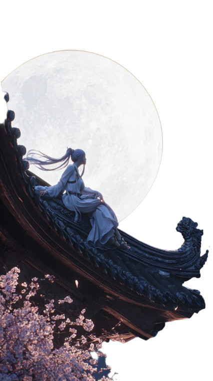 Moonlit Hanfu Serenity Vinyl Car Decal Sticker – Waterproof & UV-Resistant 4.8533333333333335"