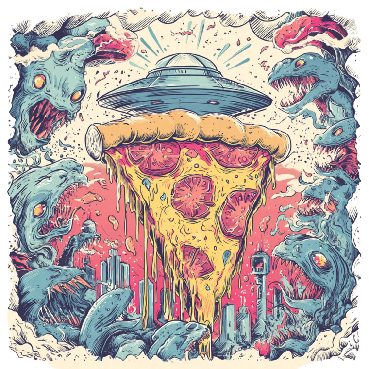 Alien Pizza Feast V3 Vinyl Car Decal Sticker – Waterproof & UV-Resistant 6.826666666666667"