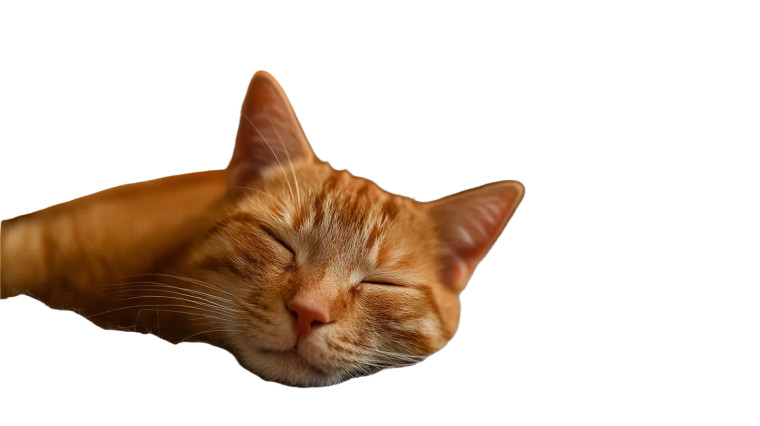 Sleeping Orange Cat V8 Vinyl Car Decal Sticker – Waterproof & UV-Resistant 2.72"