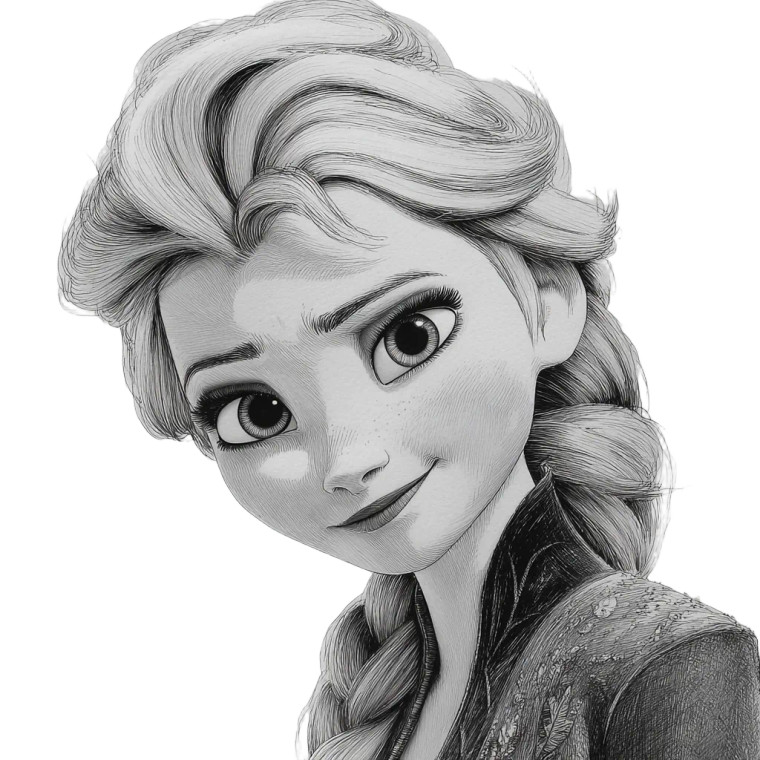 Elsa Coloring Page V2 Vinyl Car Decal Sticker – Waterproof & UV-Resistant 3.4133333333333336"