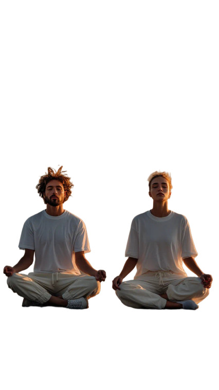 Meditating Couple Sunrise Vinyl Car Decal Sticker – Waterproof & UV-Resistant 9.706666666666667"
