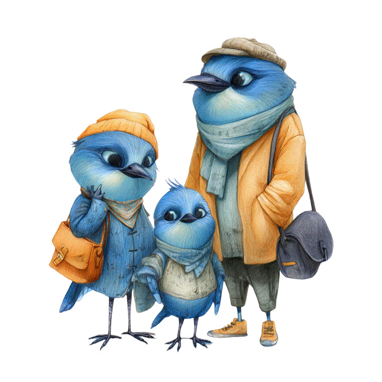 Blue Bird Family Vinyl Car Decal Sticker – Waterproof & UV-Resistant 3.4133333333333336"