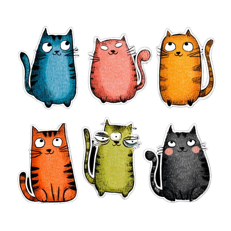 Colored Cat Stickers Vinyl Car Decal Sticker – Waterproof & UV-Resistant 3.4133333333333336"