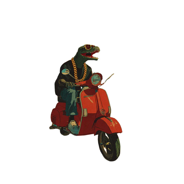 Crocodile Rapper Vespa Vinyl Car Decal Sticker – Waterproof & UV-Resistant 6.826666666666667"