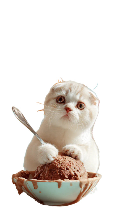Kitten With Sundae Vinyl Car Decal Sticker – Waterproof & UV-Resistant 9.706666666666667"