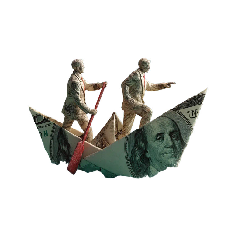 Businessmen Sailing Money Vinyl Car Decal Sticker – Waterproof & UV-Resistant 3.4133333333333336"