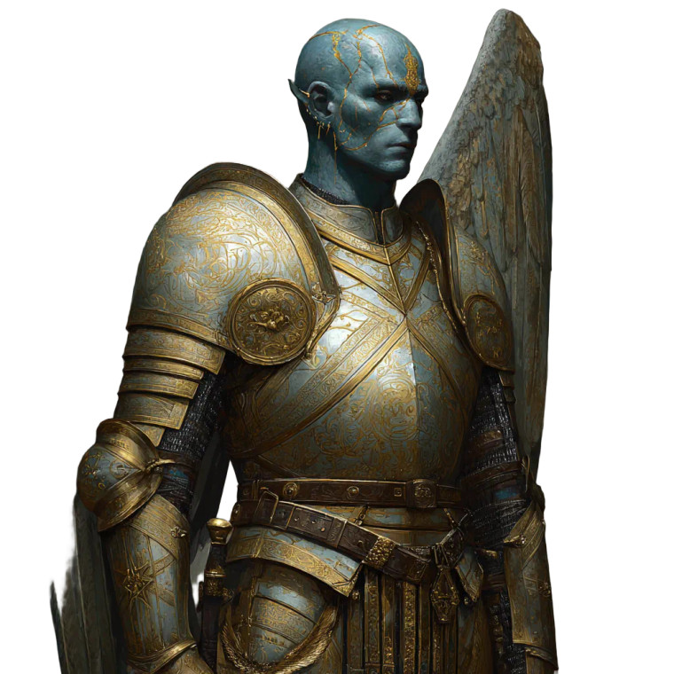 Celestial Aasimar Warrior Vinyl Car Decal Sticker – Waterproof & UV-Resistant 3.4133333333333336"