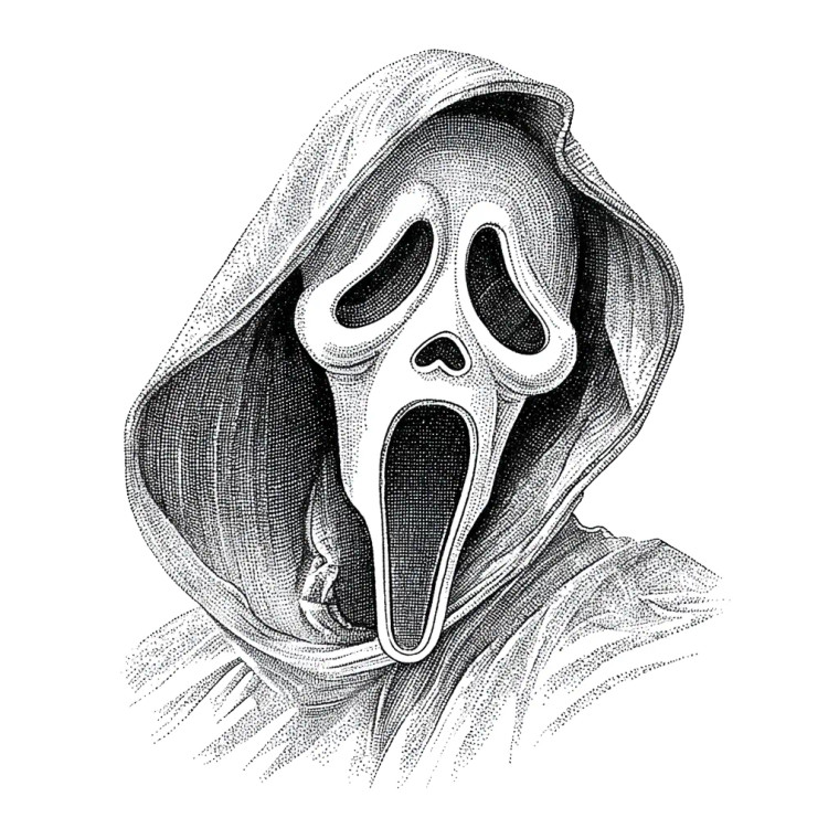 Ghostface Portrait Vinyl Car Decal Sticker – Waterproof & UV-Resistant 3.4133333333333336"