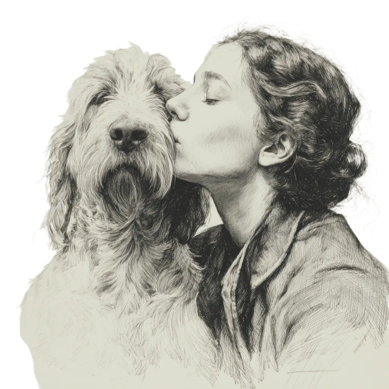 Woman Kissing Dog Vinyl Car Decal Sticker – Waterproof & UV-Resistant 3.4133333333333336"