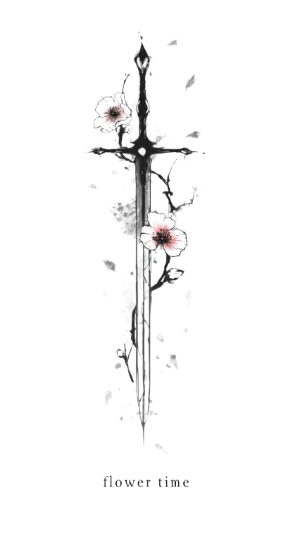Floral Sword Vinyl Car Decal Sticker – Waterproof & UV-Resistant 4.8533333333333335"