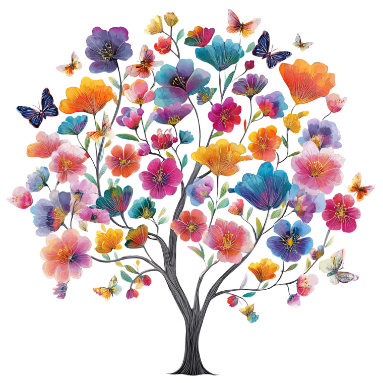 Whimsical Watercolor Tree Vinyl Car Decal Sticker – Waterproof & UV-Resistant 6.826666666666667"