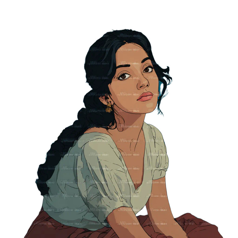 South Indian Woman Portrait Vinyl Car Decal Sticker – Waterproof & UV-Resistant 3.4133333333333336"
