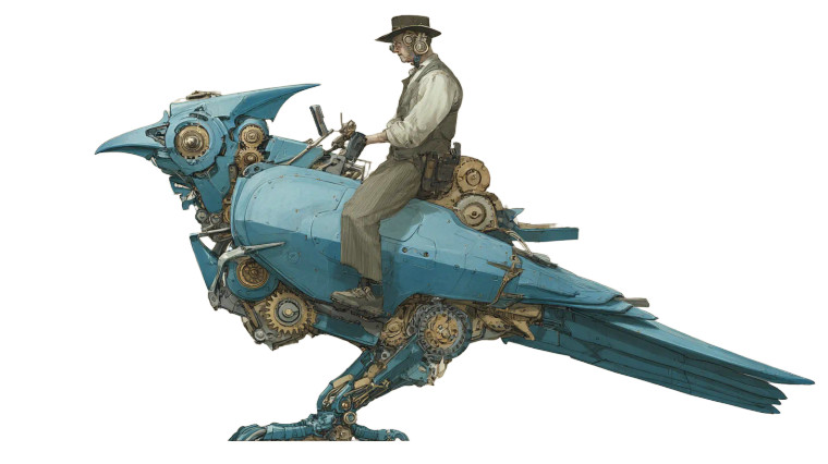 Steampunk Robotic Bird Vinyl Car Decal Sticker – Waterproof & UV-Resistant 2.72"