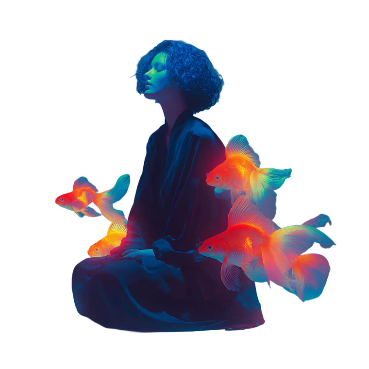 Serene Cobalt Woman Vinyl Car Decal Sticker – Waterproof & UV-Resistant 3.4133333333333336"