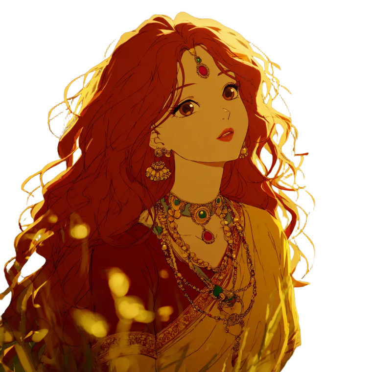 Anime Indian Woman V3 Vinyl Car Decal Sticker – Waterproof & UV-Resistant 3.4133333333333336"