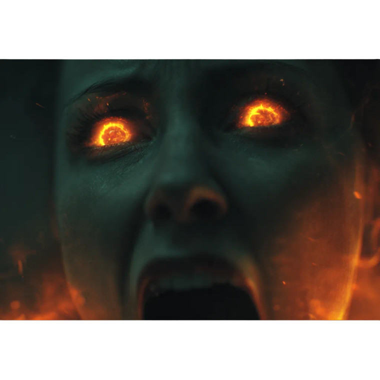 Fiery-Eyed Scream Vinyl Car Decal Sticker – Waterproof & UV-Resistant 3.4133333333333336"