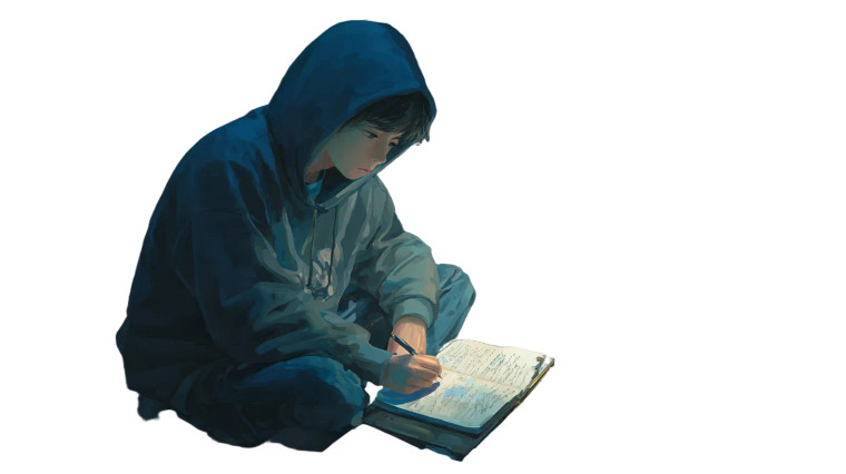 Thoughtful Teen Writing Vinyl Car Decal Sticker – Waterproof & UV-Resistant 2.72"