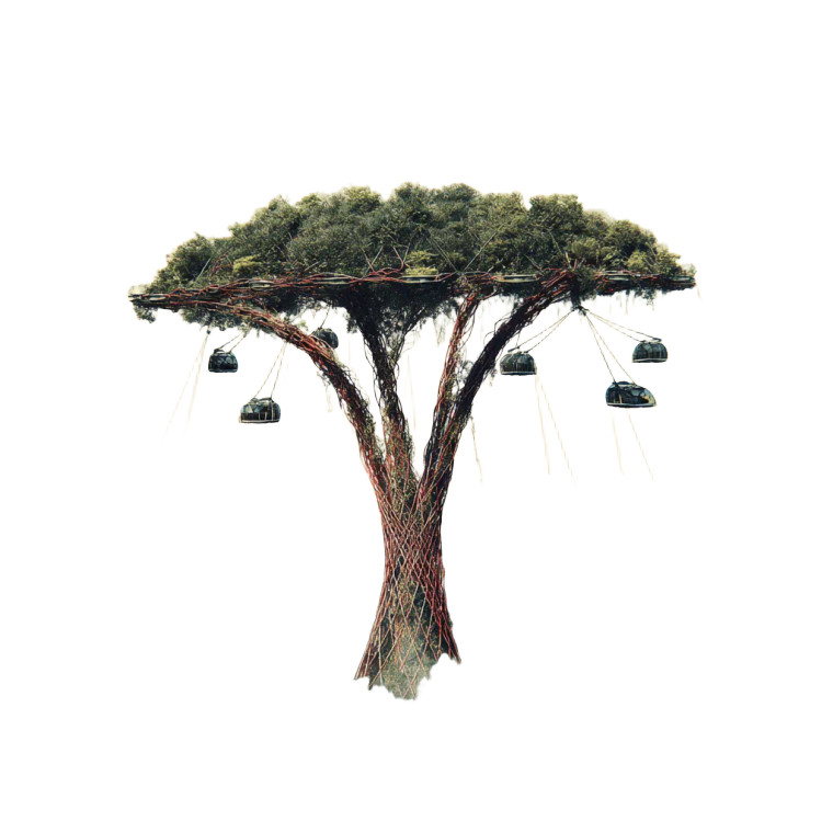 Futuristic Bioengineered Trees Vinyl Car Decal Sticker – Waterproof & UV-Resistant 6.826666666666667"