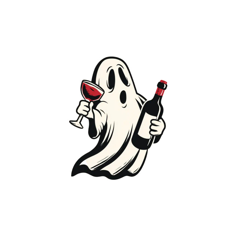 Ghost Drinking Wine Vinyl Car Decal Sticker – Waterproof & UV-Resistant 3.4133333333333336"
