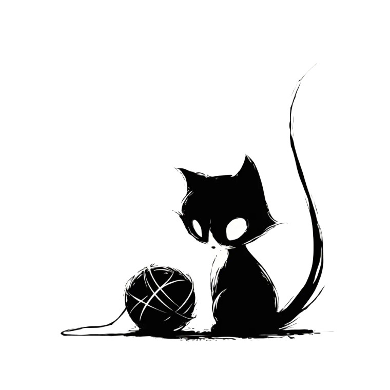 Playful Cat Yarn Vinyl Car Decal Sticker – Waterproof & UV-Resistant 6.826666666666667"